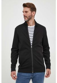 BOSS bluza męska kolor czarny gładka. Kolor: czarny. Materiał: materiał. Wzór: gładki