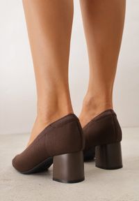 Born2be - Brązowe Czółenka VICES ze Sportowej Tkaniny na Słupku Waesbella. Nosek buta: otwarty. Kolor: brązowy. Materiał: tkanina. Obcas: na słupku. Styl: sportowy. Wysokość obcasa: średni #7