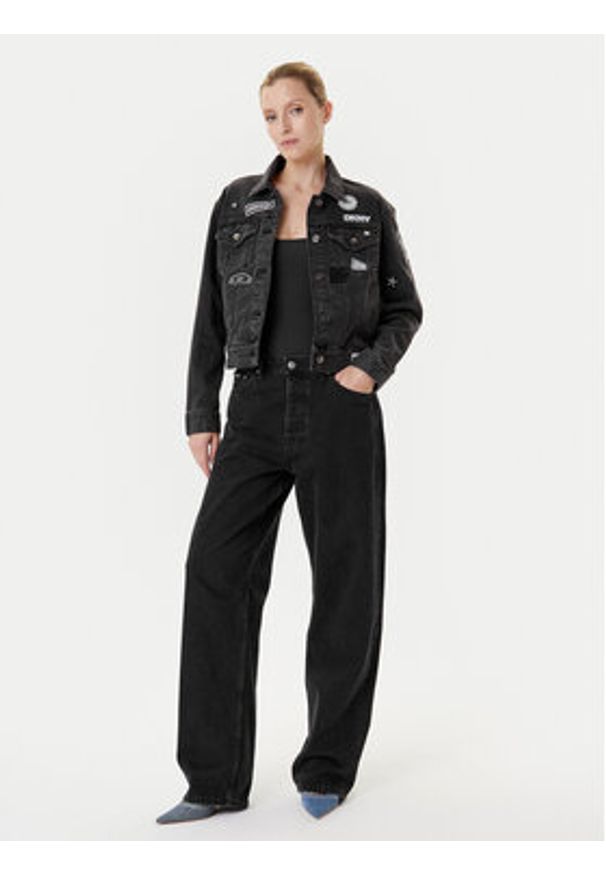 DKNY Kurtka jeansowa P5GCYC72 Szary Regular Fit. Kolor: szary. Materiał: bawełna