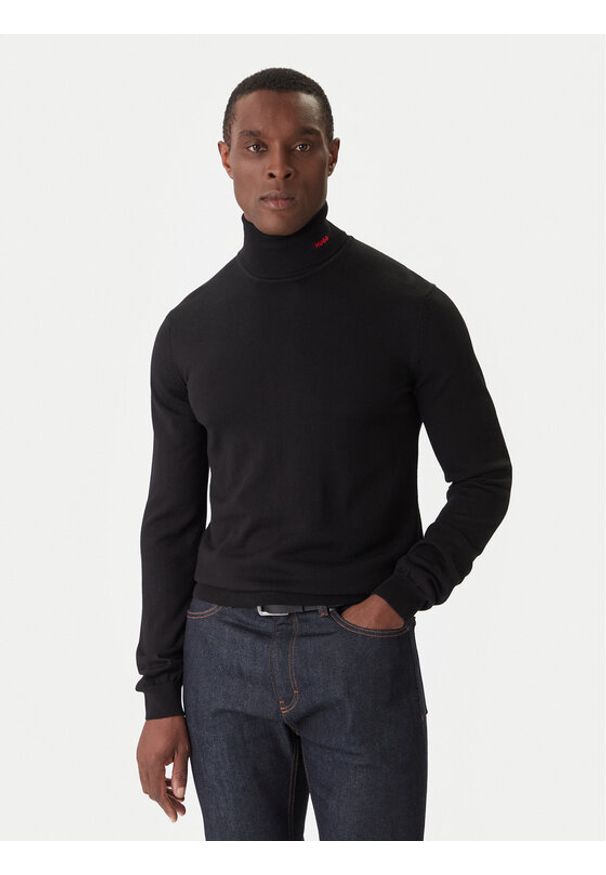 Hugo Golf San Thomas-M 50474174 Czarny Slim Fit. Typ kołnierza: golf. Kolor: czarny. Materiał: wełna