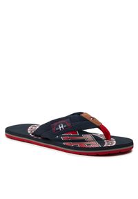 TOMMY HILFIGER - Tommy Hilfiger Japonki Essential Th Beach Sandal FM0FM01369 Granatowy. Kolor: niebieski. Materiał: materiał