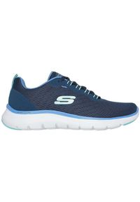 skechers - Adidasy Skechers Flex Appeal 5.0, Kobiety. Kolor: niebieski. Materiał: materiał