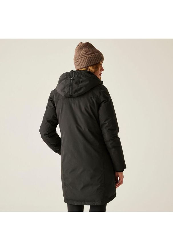 Regatta - Płaszcz damski zimowy ocieplany przeciwdeszczowy Marron. Kolor: czarny. Materiał: materiał, puch. Sezon: zima. Sport: turystyka piesza