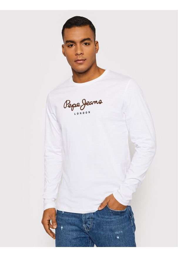 Pepe Jeans Longsleeve Eggo PM508209 Biały Regular Fit. Kolor: biały. Materiał: bawełna. Długość rękawa: długi rękaw