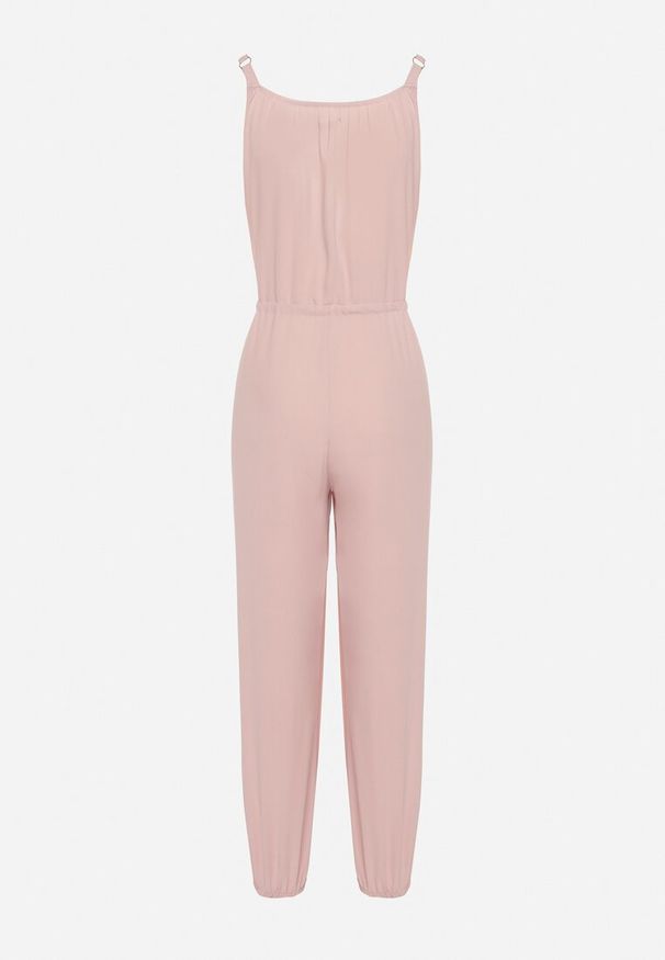 Born2be - Różowy Bawełniany Kombinezon na Regulowanych Ramiączkach ze Ściągaczem w Talii Beamla. Okazja: na co dzień. Kolor: różowy. Materiał: bawełna. Długość rękawa: na ramiączkach. Długość: długie. Styl: casual, klasyczny, elegancki