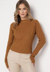 Born2be - Brązowy Klasyczny Sweter z Półgolfem Nordda. Kolor: brązowy. Materiał: bawełna. Styl: klasyczny #1