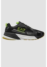 EA7 Emporio Armani - EA7 Czarne sneakersy z zielonym logo. Kolor: czarny
