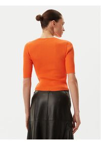 Pinko - PINKO Sweter Tritone 102017 A1KW Pomarańczowy Slim Fit. Kolor: pomarańczowy. Materiał: bawełna #3