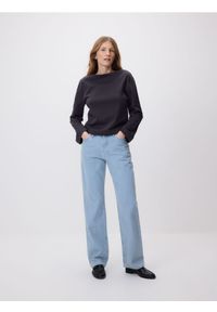 Reserved - Bawełniany longsleeve - ciemnoszary. Kolor: szary. Materiał: bawełna. Długość rękawa: długi rękaw