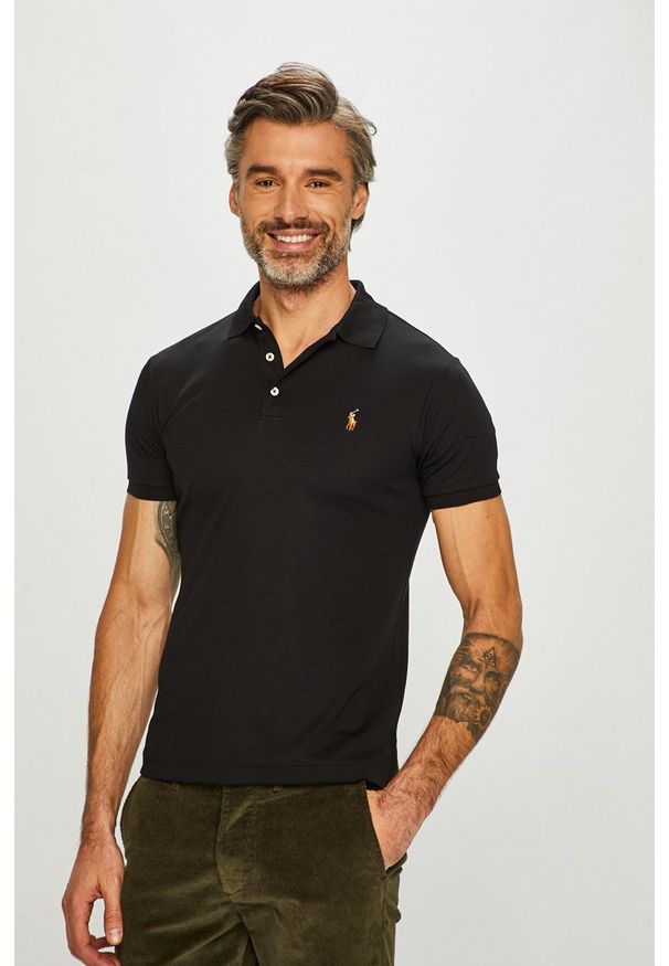 Polo Ralph Lauren - T-shirt/polo 710685514002. Typ kołnierza: polo. Kolor: czarny. Materiał: dzianina. Długość: krótkie