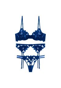 Intica - Komplet bielizny z delikatnym zdobieniem na wyjątkowe okazje Miyako. Kolor: niebieski. Materiał: materiał. Wzór: aplikacja