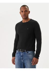 TOMMY HILFIGER - Tommy Hilfiger Longsleeve Stretch Tee MW0MW10804 Czarny Slim Fit. Kolor: czarny. Materiał: bawełna. Długość rękawa: długi rękaw #1