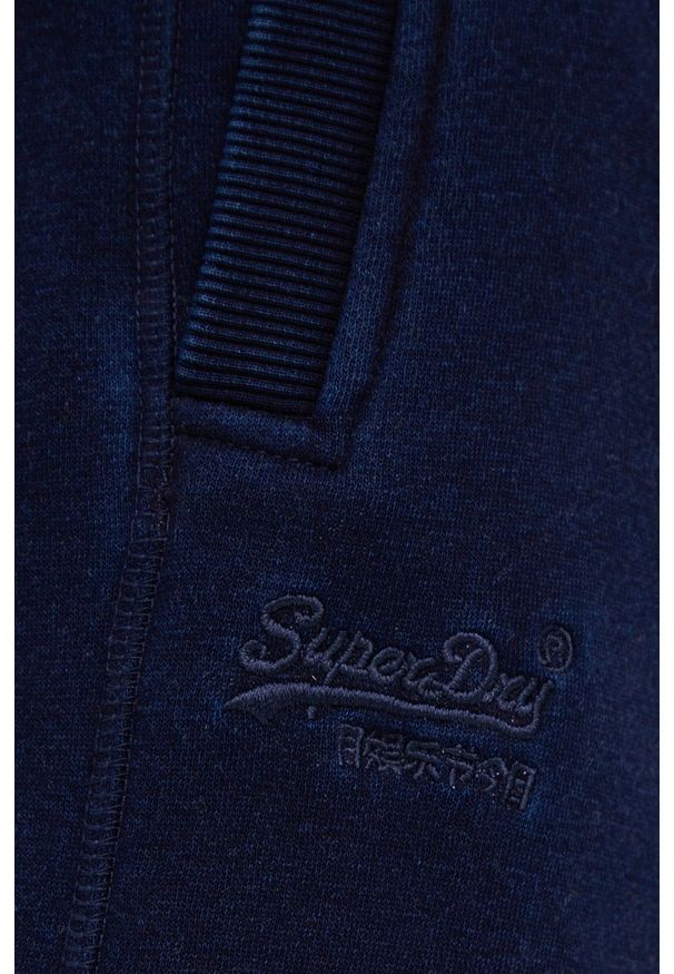 Superdry Spodnie męskie kolor granatowy gładkie. Kolor: niebieski. Materiał: dzianina. Wzór: gładki