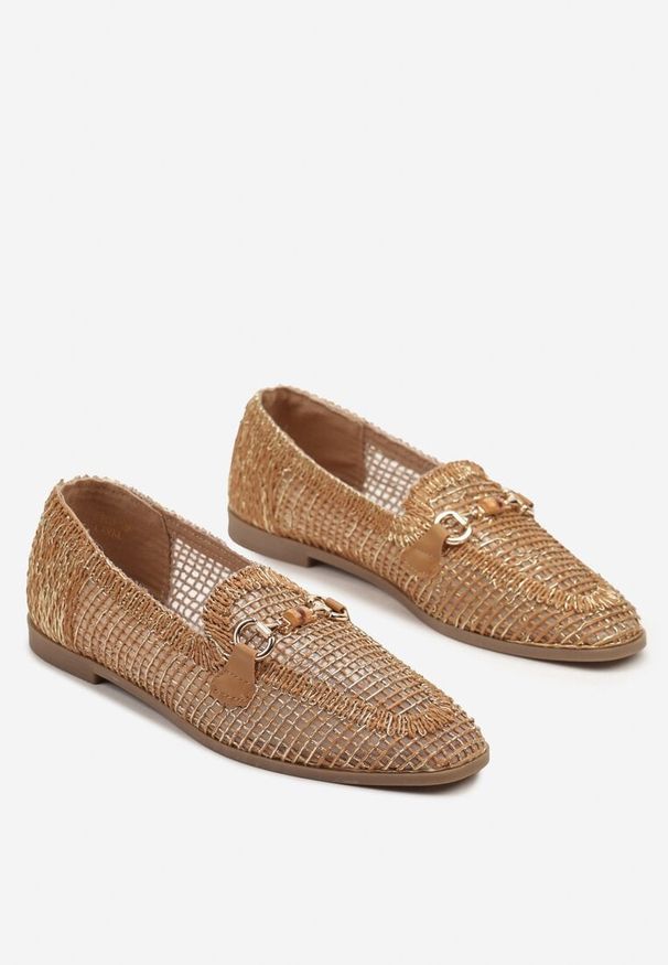 Renee - Brązowe Ażurowe Mokasyny Loafersy z Klamrą Koliswena. Okazja: na co dzień. Zapięcie: klamry. Kolor: brązowy. Wzór: ażurowy. Styl: elegancki, klasyczny, casual