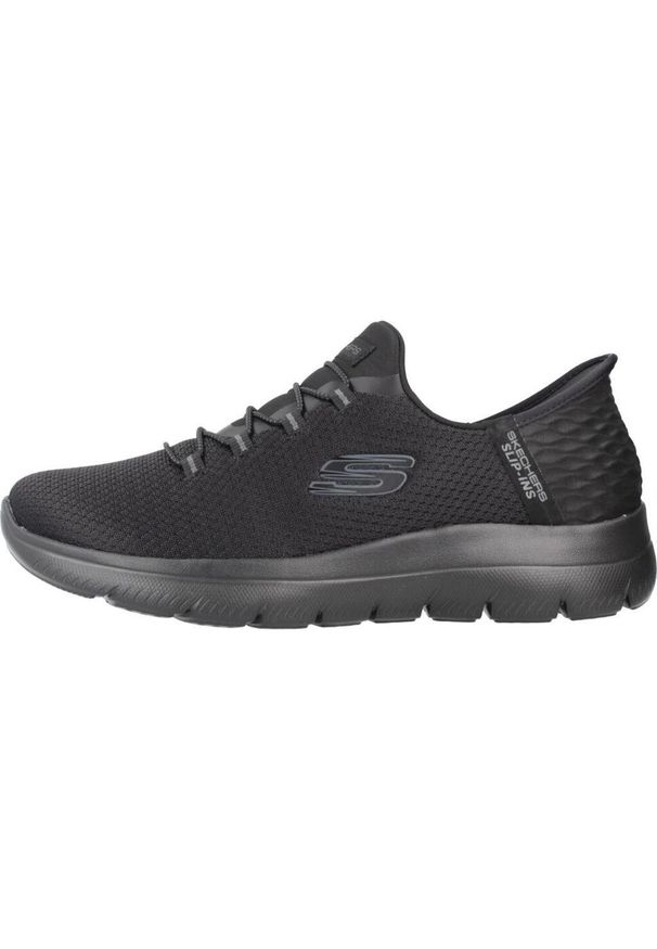skechers - Buty do chodzenia damskie Skechers Slips-ins. Kolor: czarny, niebieski, wielokolorowy. Materiał: syntetyk, materiał. Szerokość cholewki: normalna. Model: Skechers Sport. Sport: turystyka piesza