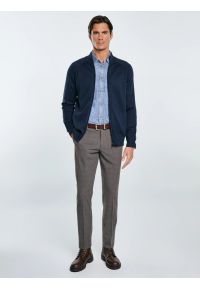 Big-Star - Sweter męski rozpinany ze stójką granatowy Nazar 403. Okazja: na co dzień. Typ kołnierza: kołnierzyk stójkowy. Kolor: niebieski. Materiał: jeans, dzianina. Wzór: gładki, ze splotem. Styl: klasyczny, casual #4