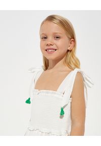 ZIMMERMANN KIDS - Biała sukienka z haftem 4-10 lat. Typ kołnierza: dekolt kwadratowy. Kolor: biały. Materiał: bawełna. Długość rękawa: na ramiączkach. Wzór: haft. Sezon: lato #4