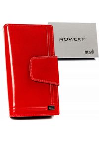 ROVICKY - Portfel skórzany Rovicky CPR-123-BAR czerwony. Kolor: czerwony. Materiał: skóra