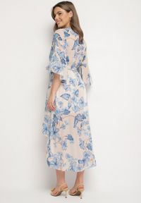 Born2be - Niebieska Bawełniana Sukienka Kopertowa o Asymetrycznym Kroju z Wiązanym Paskiem Niteira. Okazja: na co dzień, na randkę. Typ kołnierza: dekolt w kształcie V. Kolor: niebieski. Materiał: bawełna. Typ sukienki: asymetryczne, kopertowe. Styl: casual #6