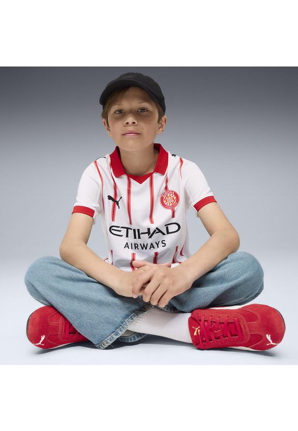 Puma - Młodzieżowa koszulka domowa Girona FC 25/26 PUMA White Red. Kolor: czerwony, biały, wielokolorowy. Sezon: lato. Sport: piłka nożna