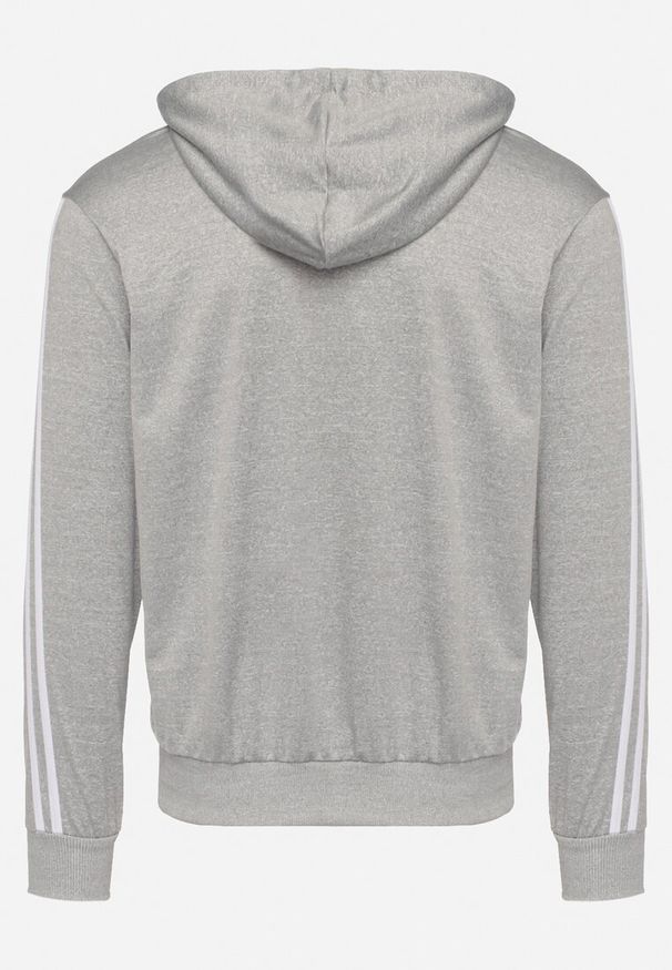Born2be - Jasnoszara Bluza z Kapturem i Kieszeniami Ozdobiona Lampasami na Ramionach Alobokira. Okazja: na co dzień. Typ kołnierza: kaptur. Kolor: szary. Materiał: jeans. Długość rękawa: długi rękaw. Długość: długie. Wzór: aplikacja. Styl: sportowy, casual
