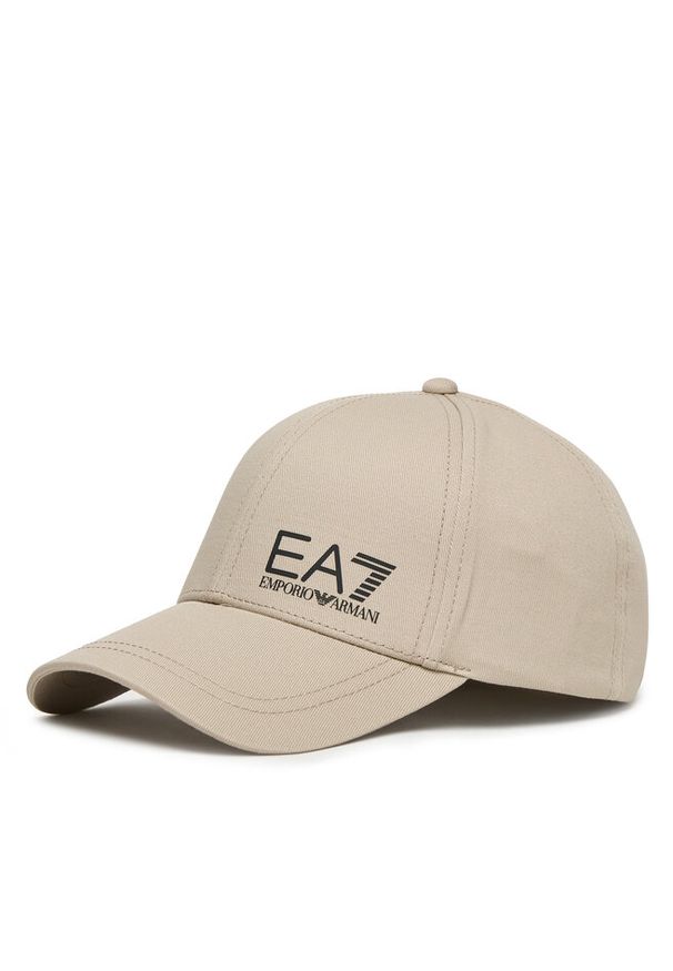 Czapka z daszkiem EA7 Emporio Armani. Kolor: beżowy