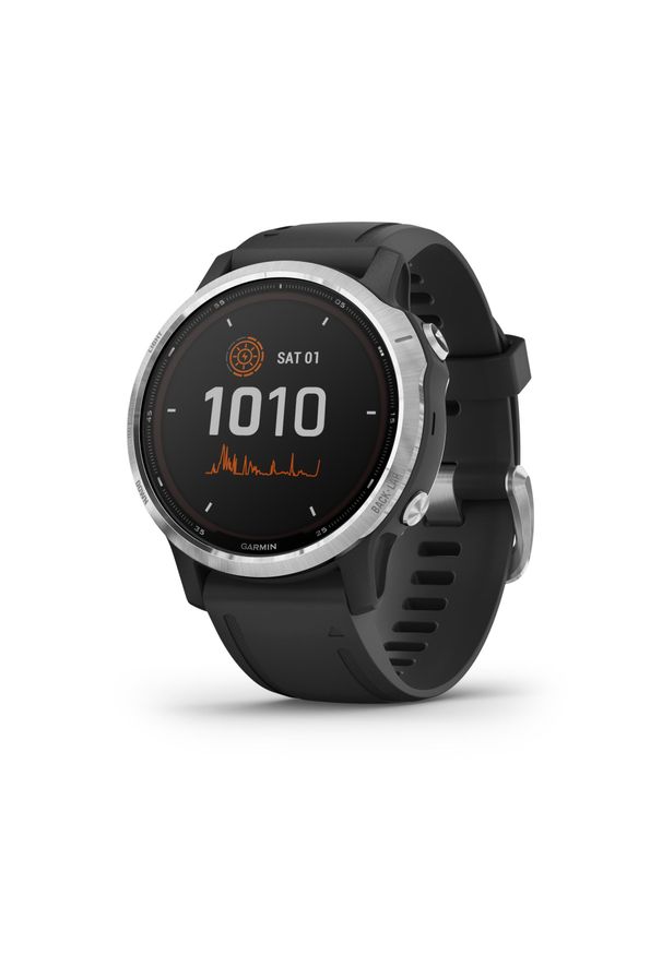 GARMIN - Zegarek do biegania z GPS Garmin Fenix 6S Solar Silver Black. Rodzaj zegarka: smartwatch. Styl: biznesowy