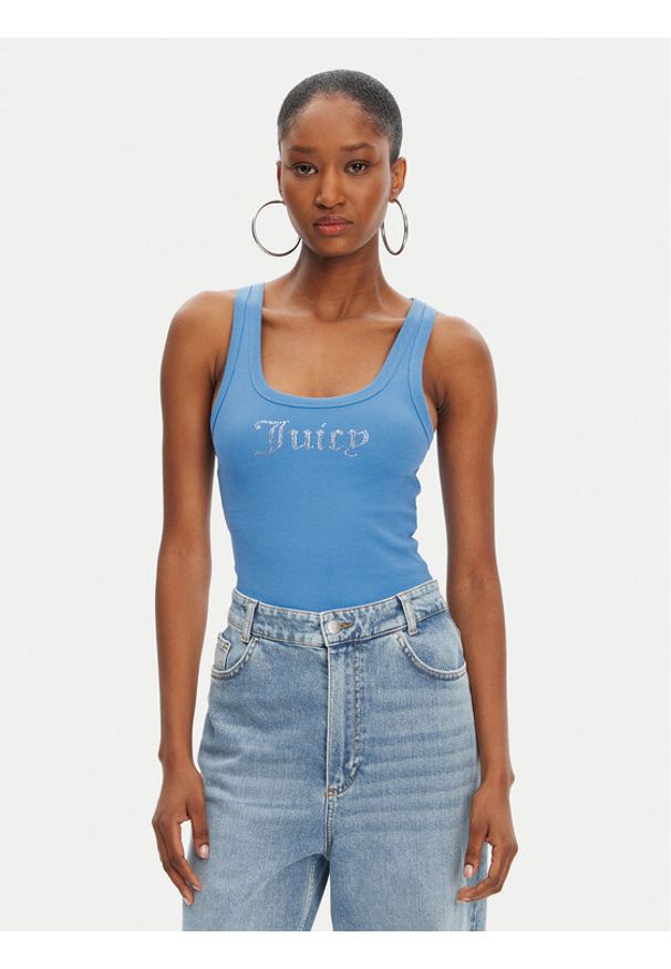 Juicy Couture Top Racer JCWLV125305 Niebieski Slim Fit. Kolor: niebieski. Materiał: bawełna