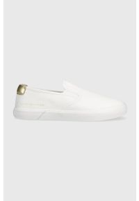 TOMMY HILFIGER - Tommy Hilfiger tenisówki ESSENTIAL SLIP-ON SNEAKER damskie kolor biały FW0FW06956. Zapięcie: bez zapięcia. Kolor: biały. Materiał: bawełna, guma