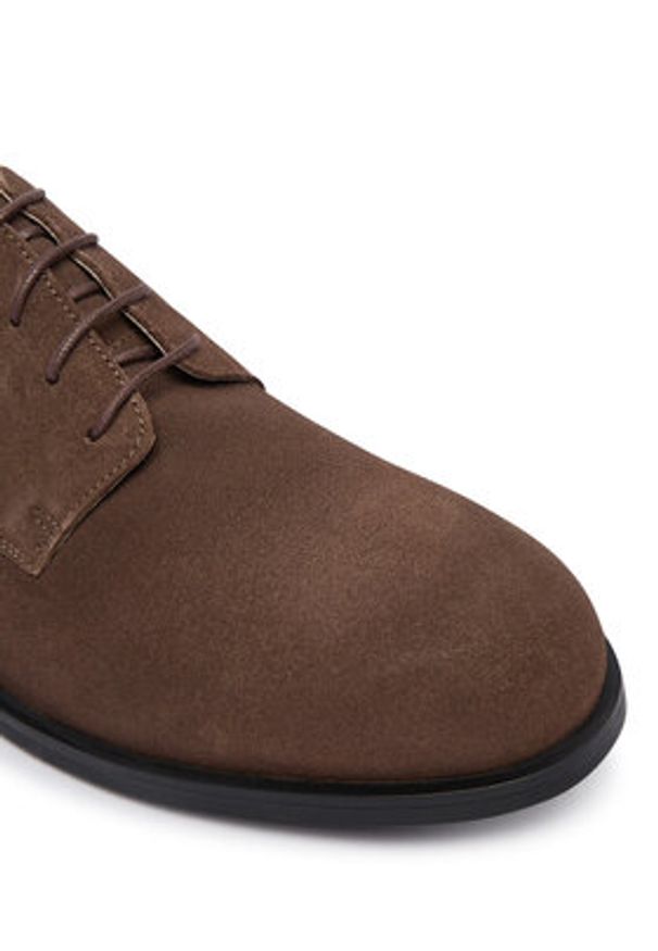 TOMMY HILFIGER - Tommy Hilfiger Półbuty Ess Rubber Derby Su HM0HM02269 Brązowy ciemny. Kolor: brązowy. Materiał: skóra, zamsz