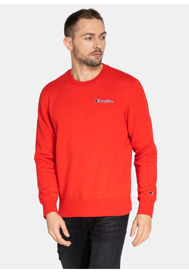 Bluza męska Champion Organic Cotton Blend Small Script Logo (216476-RS011). Kolor: czerwony. Materiał: materiał. Styl: sportowy, elegancki