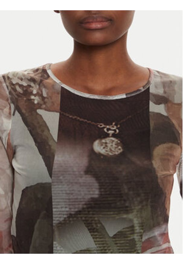 Desigual Bluzka Carson 24WWTK59 Brązowy Regular Fit. Kolor: brązowy. Materiał: syntetyk