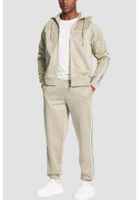 Guess - GUESS Zielona rozpinana męska bluza w monogram z lampasami i kapturem Parimo 4G, Rozmiar S. Okazja: na co dzień. Kolor: zielony. Styl: elegancki, casual, sportowy #2