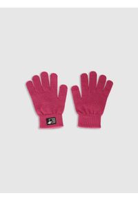 4f - 4F Rękawiczki dzianinowe z wiskozą dziecięce - różowe L/XL. Kolor: różowy. Materiał: wiskoza, dzianina. Styl: klasyczny