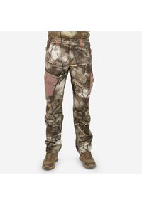 SOLOGNAC - Spodnie myśliwskie Solognac Respi 500 camo treemetic. Kolor: zielony, brązowy, wielokolorowy. Materiał: bawełna, poliester, materiał. Sport: outdoor