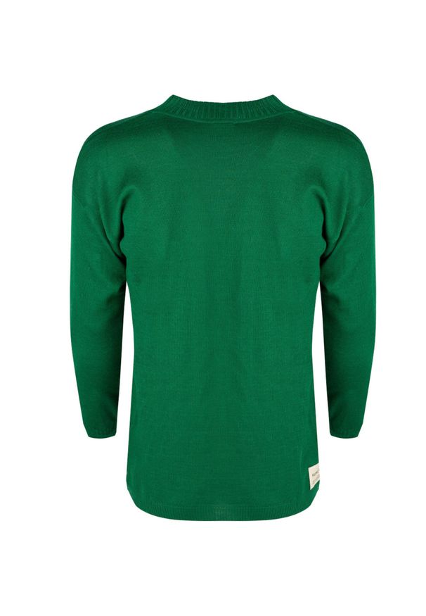 Takeshy Kurosawa Sweter | 83072 | Maglia F12 Taglio Over | Mężczyzna | Zielony. Okazja: na co dzień. Kolor: zielony. Materiał: akryl, wełna. Wzór: aplikacja. Styl: casual