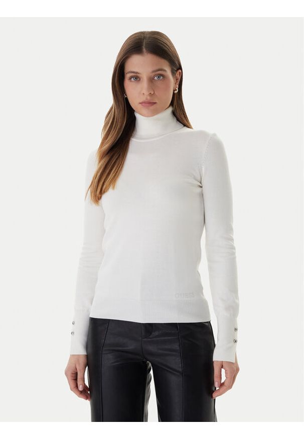 Guess Golf Paule W2BR53 Z2V62 Beżowy Slim Fit. Typ kołnierza: golf. Kolor: beżowy. Materiał: wiskoza