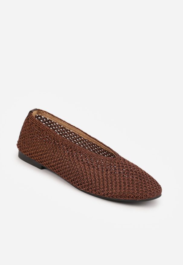 Renee - Brązowe Balerinki VICES z Plecioną Cholewką Mahala. Okazja: na co dzień. Kolor: brązowy. Szerokość cholewki: normalna. Styl: elegancki, casual, boho