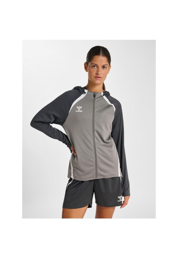 Damska bluza z kapturem na zamek Hummel Lead 2.0. Typ kołnierza: kaptur. Kolor: czarny, szary, wielokolorowy. Materiał: dresówka