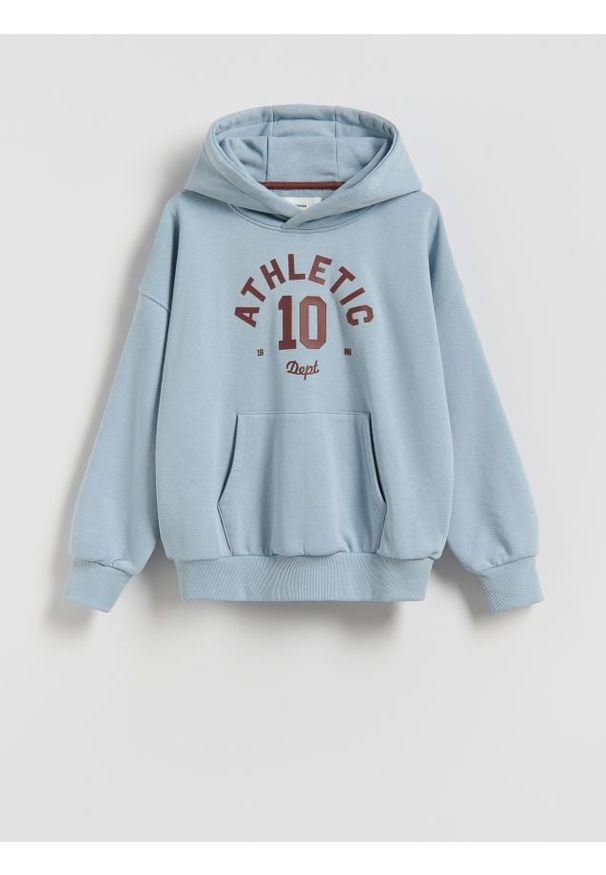 Reserved - Bluza oversize z kapturem - jasnoniebieski. Typ kołnierza: kaptur. Kolor: niebieski. Materiał: dzianina, bawełna