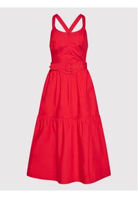 Fracomina Sukienka codzienna FR22SD2008W40001 Czerwony Regular Fit. Okazja: na co dzień. Kolor: czerwony. Materiał: bawełna. Typ sukienki: proste. Styl: casual #4