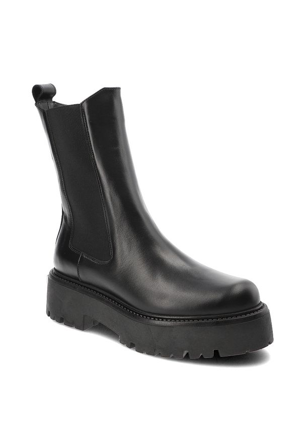 Czarne Botki Carinii Stylowe Wsuwane Workery Damskie. Okazja: na co dzień. Zapięcie: bez zapięcia. Kolor: czarny. Materiał: skóra. Styl: elegancki