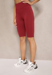 Renee - Czerwone Kolarki Szorty High Waist Sportowe z Push-Up Calatrix. Okazja: na co dzień. Stan: podwyższony. Kolor: czerwony. Styl: sportowy