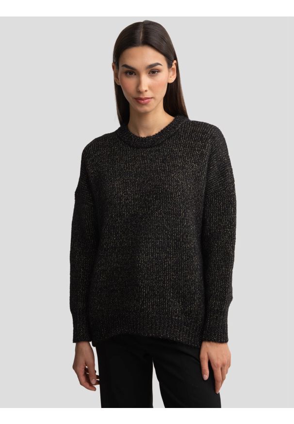 Big-Star - Sweter damski oversize z dodatkiem wełny czarny Mayamessa 906. Okazja: na co dzień. Kolor: czarny. Materiał: wełna. Sezon: zima. Styl: elegancki, casual