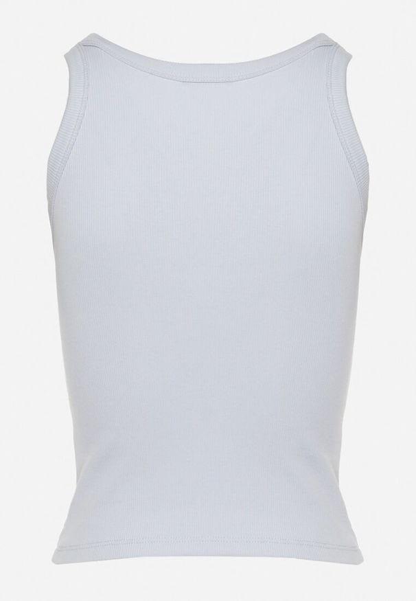 Born2be - Jasnoniebieski Bawełniany Top z Prążkowanego Materiału Tilzedi. Okazja: na co dzień. Kolor: niebieski. Materiał: prążkowany, bawełna, materiał. Sezon: zima. Styl: casual, klasyczny