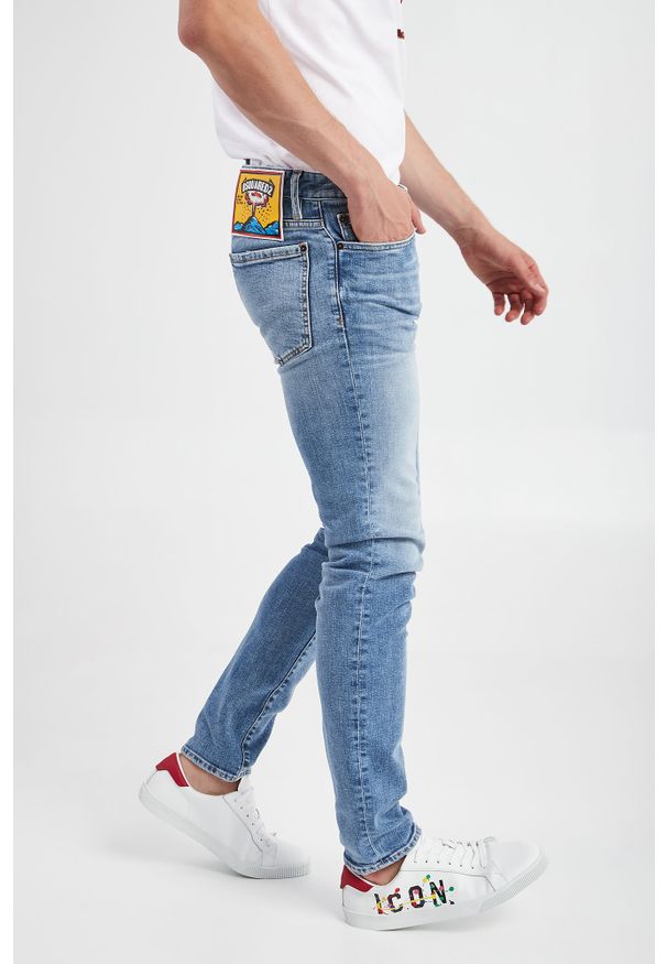 Jeansy męskie Slim Jean DSQUARED2. Wzór: aplikacja, kolorowy