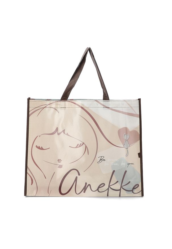 Torba zakupowa damska Anekke, wykonana z wytrzymałego materiału syntetycznego z dekoracyjnym nadrukiem pojemna, beżowa, 42474-910. Kolor: beżowy. Wzór: nadruk. Styl: casual, elegancki. Rodzaj torebki: na ramię