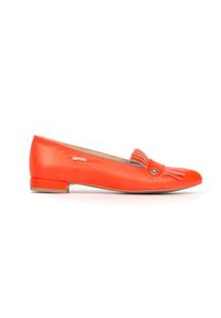 Zapato - balerinki- skóra naturalna - model 046 - kolor pomarańczowy neon (37). Zapięcie: bez zapięcia. Kolor: pomarańczowy. Materiał: skóra. Wzór: kolorowy, motyw zwierzęcy, kwiaty. Obcas: na obcasie. Styl: klasyczny. Wysokość obcasa: średni #1
