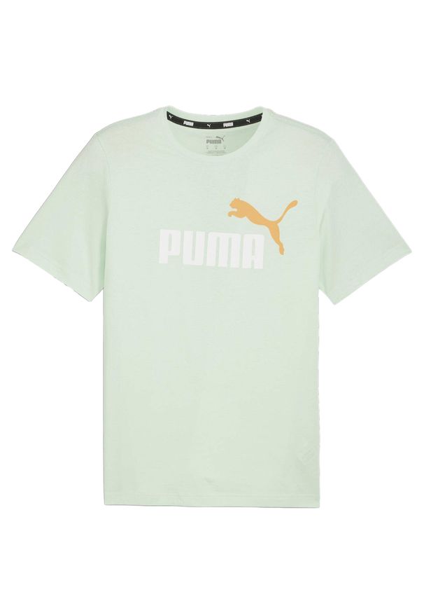 Puma - T-shirt Męski Logo Dwa Tony Essentials+. Kolor: zielony