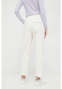 TOMMY HILFIGER - Tommy Hilfiger spodnie bawełniane kolor biały proste high waist. Stan: podwyższony. Kolor: biały. Materiał: bawełna #2